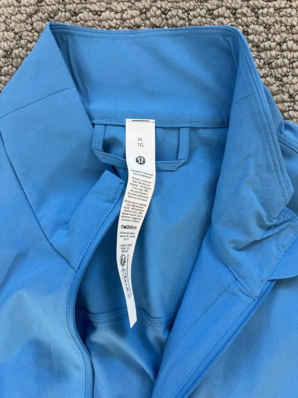 Bright UV Protective Blue Cinch-Waist Running Zip Jacket size extra large XL